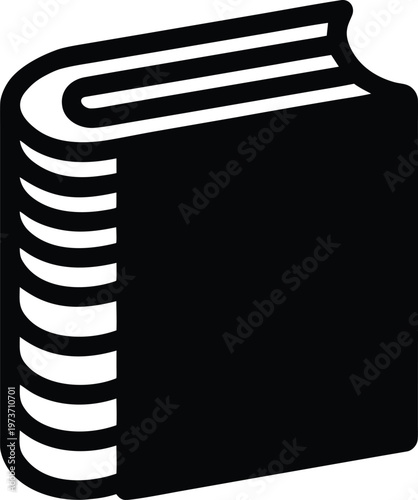 Simple Black and White Book Icon for Education and Literacy Vector