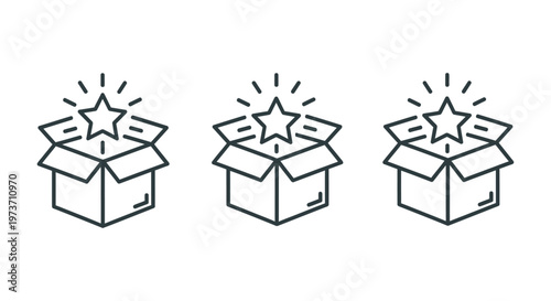 reward bonus gift box icon with a glowing star emerging perfect for special offer and premium quality concepts