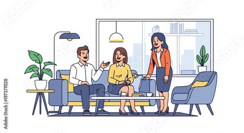 Diverse Colleagues Brainstorming in Office Lounge