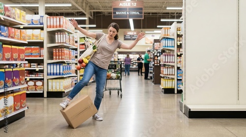 Grocery store slip and fall accident urban supermarket image depicting liability indoor setting consumer safety general liability insurance