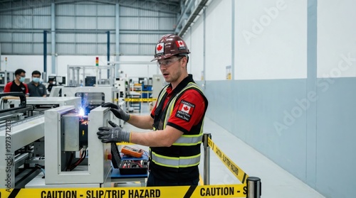 Workplace safety event ensuring general liability insurance compliance in manufacturing facility industrial environment professional viewpoint