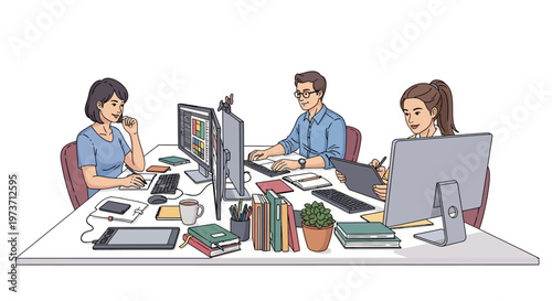 Creative Team Working in Modern Workspace