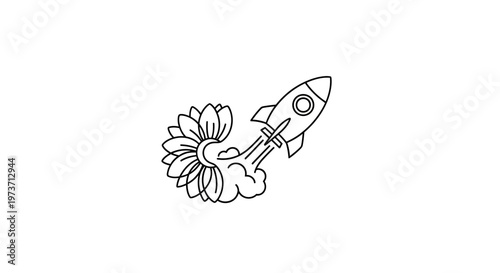 Rocket ship launching into the sky.