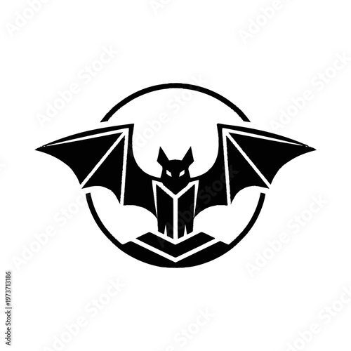 Black Bat Icon Logo Design.