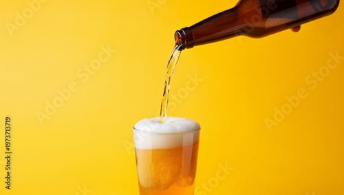 A refreshing beer being poured into a glass, creating a delightful and inviting scene.