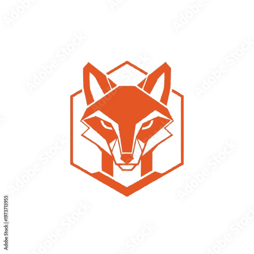Orange fox head logo design.