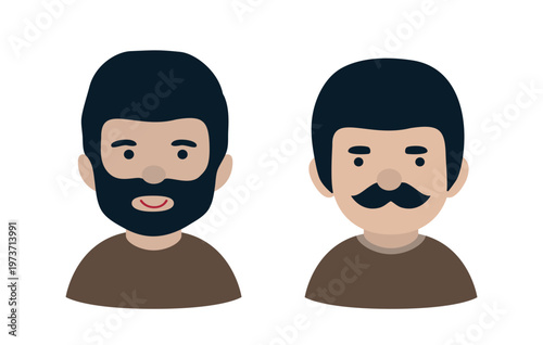 Bearded Man Flat Vector Profile Illustration set.
Male Avatar with Beard clipart.
Father Profile Icon Design.