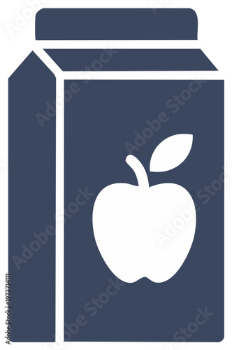 Blue apple juice box carton graphic illustration healthy drink symbol minimal design