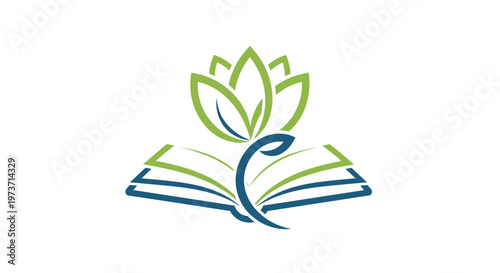 Logo of an open book with a green lotus flower emerging from its pages.