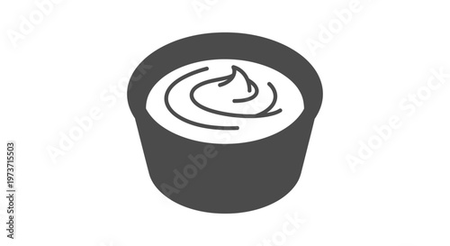 a small cup of dipping sauce perfect as a condiment or food icon for menu design and packaging.