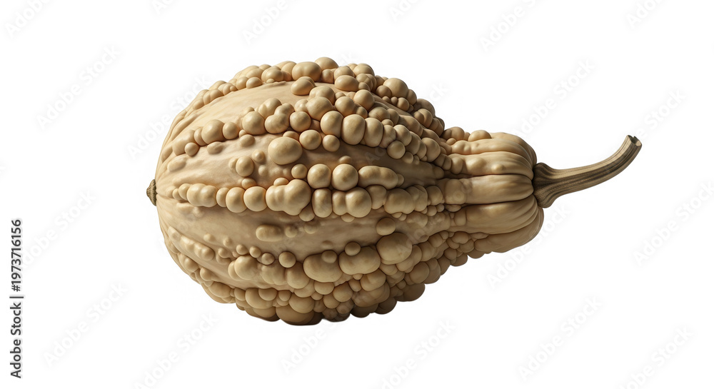 Obraz premium Bumpy light brown gourd with unique texture isolated on transparent background