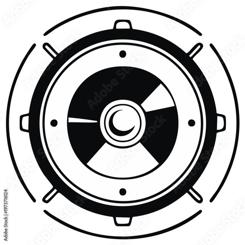 Circular mechanical device with radial patterns and external fastening points