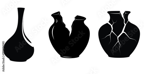 Black silhouette vases a minimalist still life composition