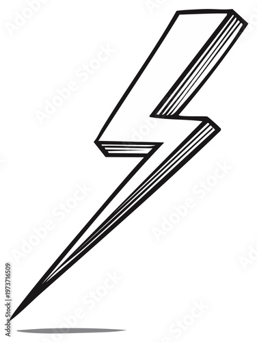 Bold illustrative zigzag lightning bolt symbol angled diagonally with shadow effect