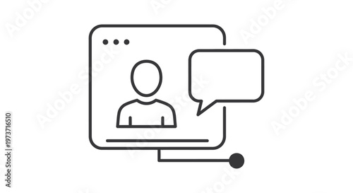 online chat customer support virtual meeting concept with a person communicating through a digital user interface.