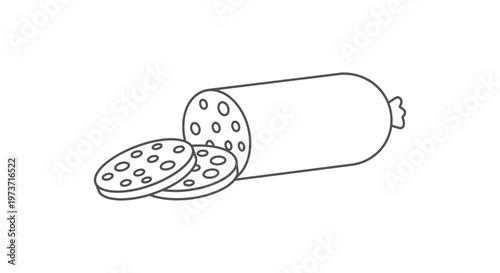 salami sausage icon illustration of sliced cured meat with a simple line art design ideal for food-related projects