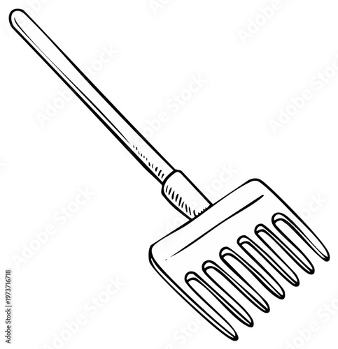 Illustration of a garden rake a tool for gardening and yard work