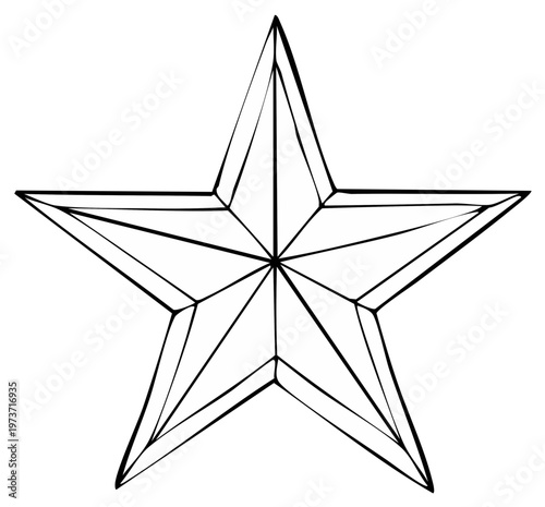 Stylized Geometric Star Shape: Black Outline, Simple Illustration with Angular Lines, Minimalist Star Design, Modern Vector Drawing