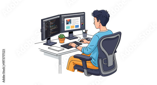 Creative Professional at Dual Monitor Workstation