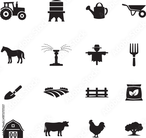 Agriculture icon set. Harvest icon set. farm element vector design icon set art illustrator