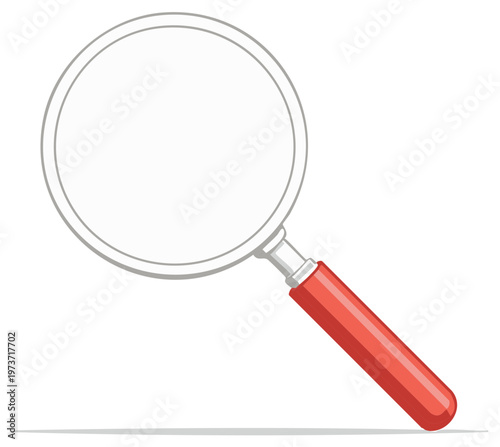 Red handled magnifying glass for search concepts and finding answers to research questions and business strategy solutions