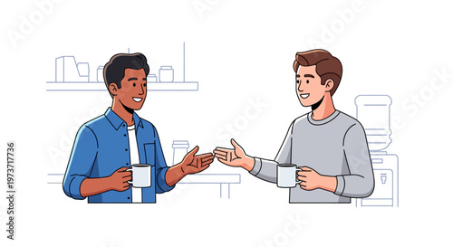 Diverse Coworkers Greeting During Coffee Break