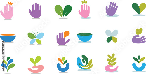  Earth Day environmental awareness icon set for sustainability education, eco-friendly living campaigns and green lifestyle promotion materials