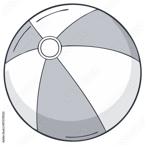 Simple Round Beach Ball with Alternating Panels and Center Ring