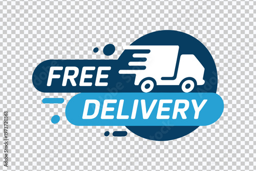 Free Delivery Service Icon with Fast Truck Motion