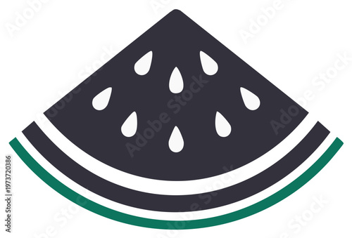 Dark watermelon slice illustration minimalist design summer fruit icon