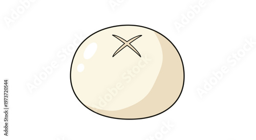 Single white bread roll or bun features a classic cross-shaped score on the top surface indicating a freshly baked and fluffy texture.