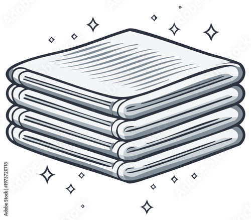 Neat stack of laundered towels, laundromat service, clean and fresh, spa or bath accessory.