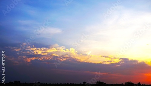 Evening sky with black clouds, suitable for background