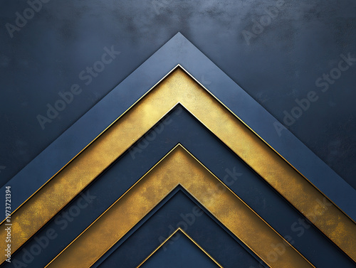 A contemporary digital art piece with upward arrows in gold and navy