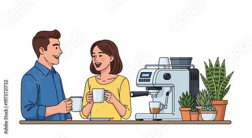 Happy Coworkers Laughing in Office Breakroom