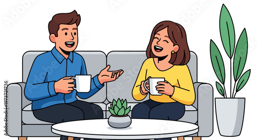 Happy Coworkers Having Coffee Break in Office