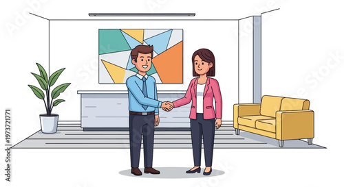 Manager Welcoming New Employee in Reception