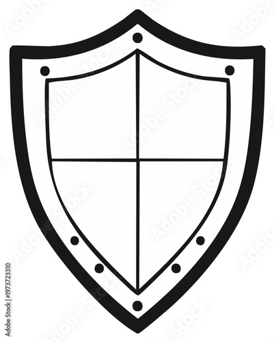 Simple heraldic shield emblem with black outline and central cross division