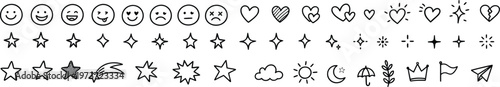 Hand Drawn Doodle Emoji Icon Set Collection