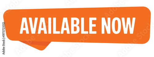 available now sticker, orange sign isolated on transparent background, bold and clear design for promotions, marketing, sales, product highlights, and online stores, perfect for digital and print use.