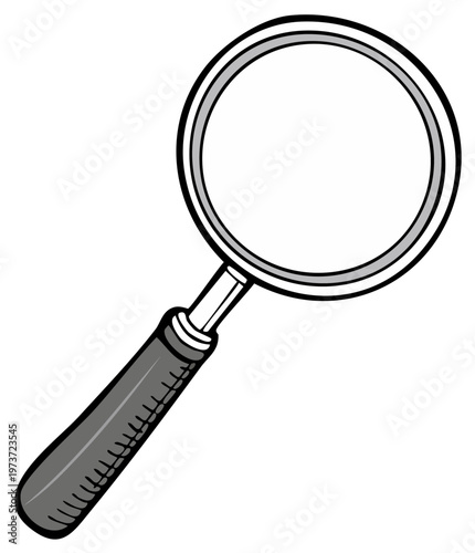 Illustration of a hand-held magnifying glass for inspection, research, or detection