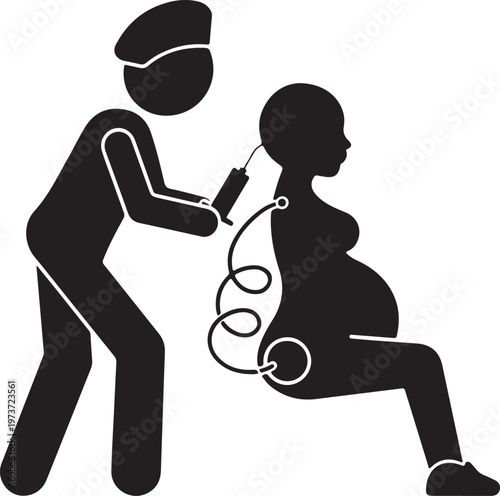 Nurse Administering Epidural Pain Medication Silhouette