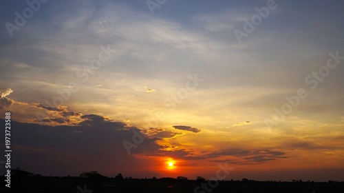 Evening sky with black clouds, suitable for background