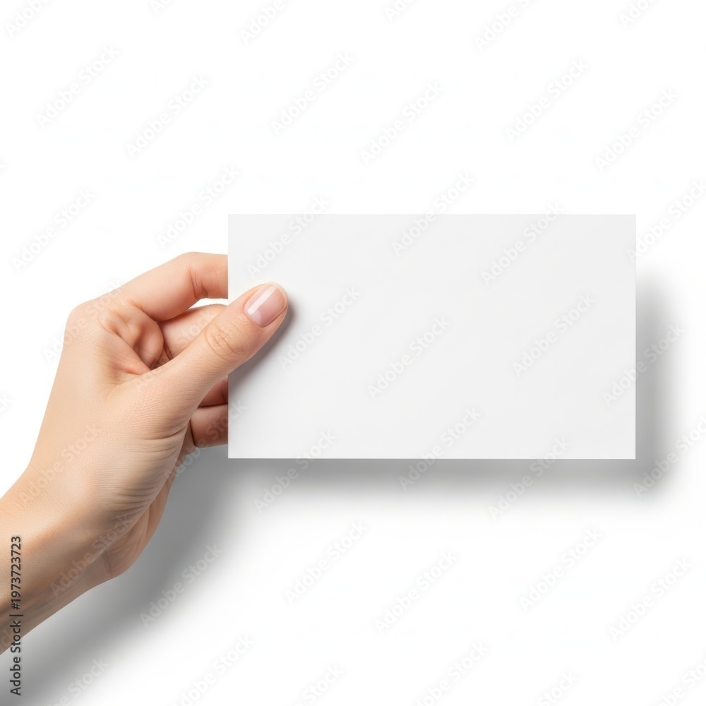 Obraz premium A hand holding a plain white rectangular card or note