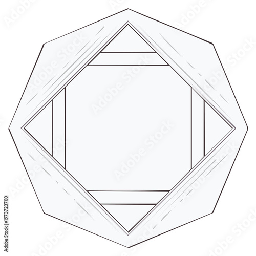 Geometric Octagonal Frame with Square Interior and Stylized Lines