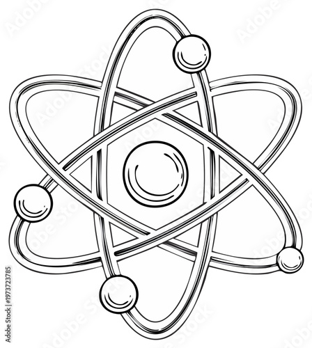 Stylized Atom Symbol with Orbiting Electrons
