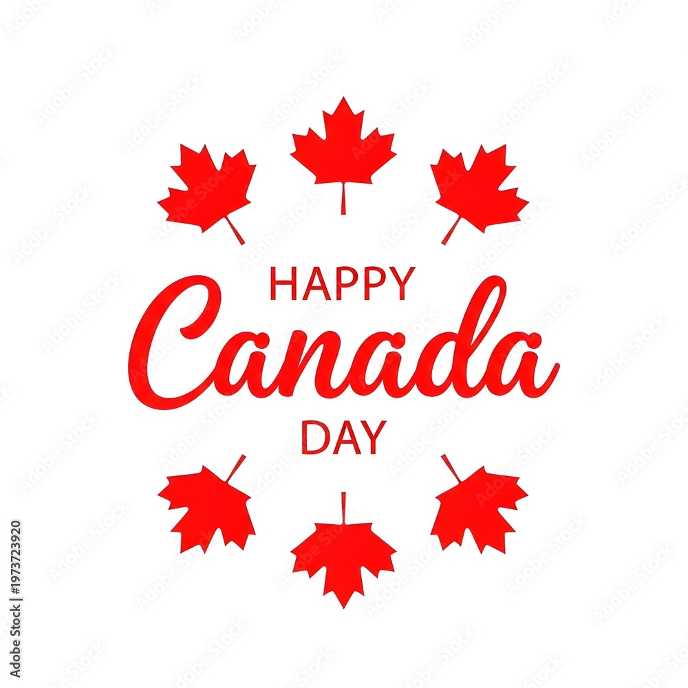 Fototapeta premium Celebrating canada day with red maple leaf graphics and festive text