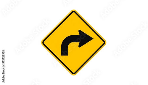 Free Download A standard, diamond-shaped, yellow traffic sign displaying a black right turn arrow. The image has a clean white background - GFXLoad