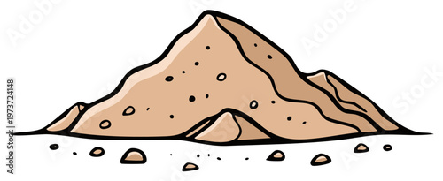 Illustration of a pile of dry soil with small pebbles scattered around
