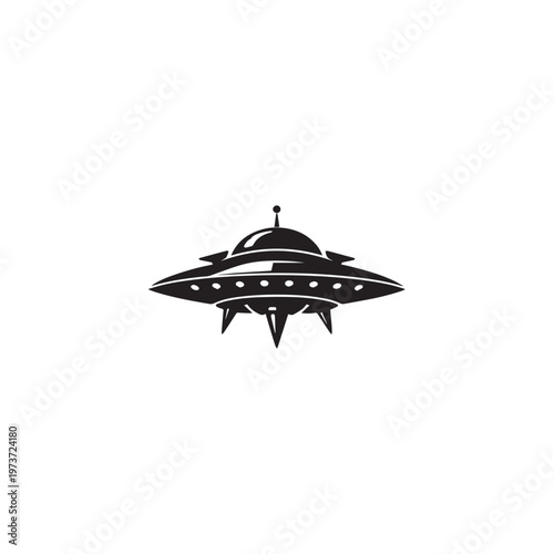 Alien spacecraft silhouette vector white background